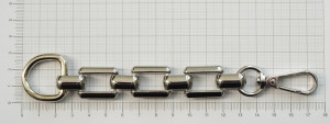 Цепь с карабином и полукольцом (ручкодержатель). Никель